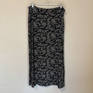 Vintage Lauren‎ Ralph Lauren Maxi Skirt 14 100% Silk Blue Floral Print Romantic